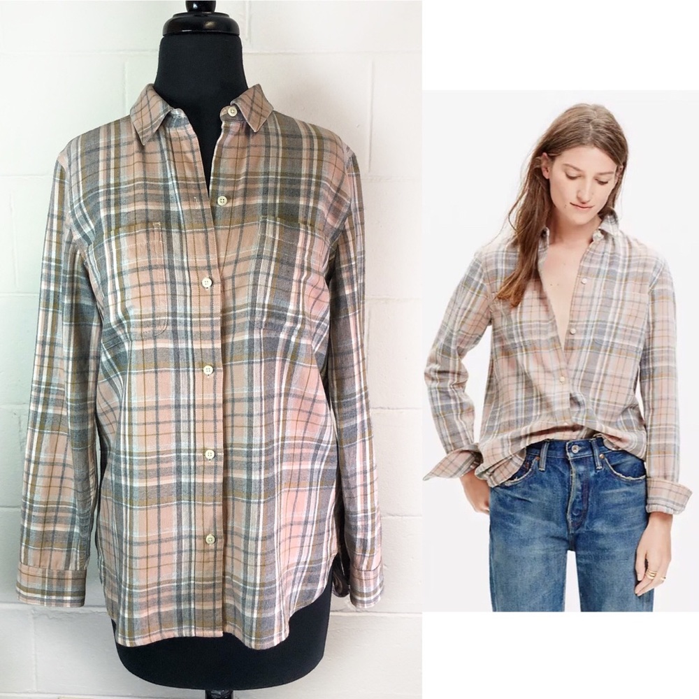 Madewell Ex-Boyfriend Shirt In Camden Plaid Cotton Button Up